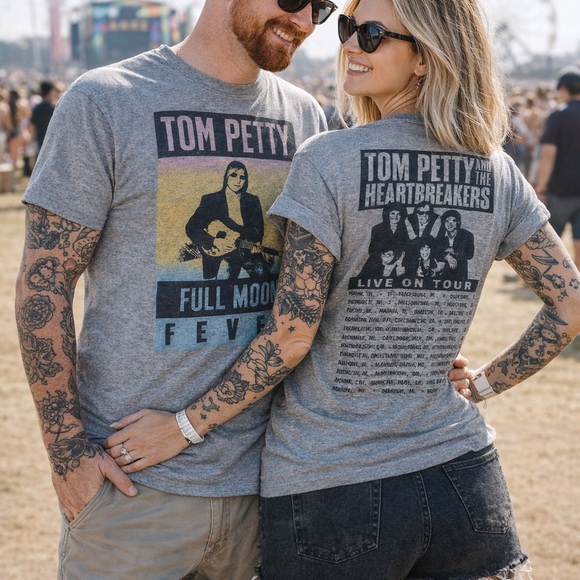 tom petty Other - Tom Petty Full Moon Fever Tour Band T-Shirt Medium Gray Merch Cotton Indie